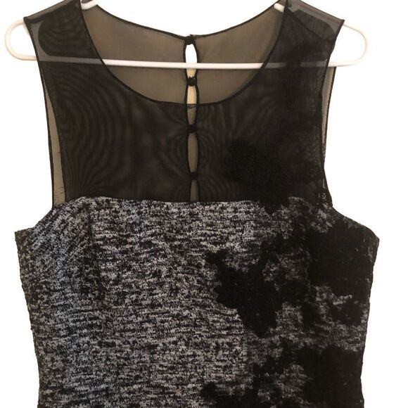 Saks Fifth Avenue Teri Jon by Rickie Freeman Sleeveless Shear Top Cocktail Dress - Picture 4 of 14